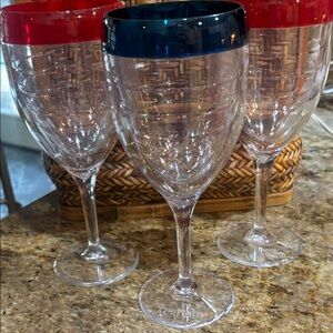 Lot of 3 Tervis Tumbler 8.5” Long Stem Insulated Wine Goblets